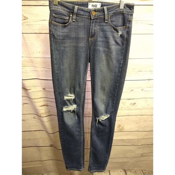 Paige Distressed Verdugo Ankle Jeans - Picture 1 of 14